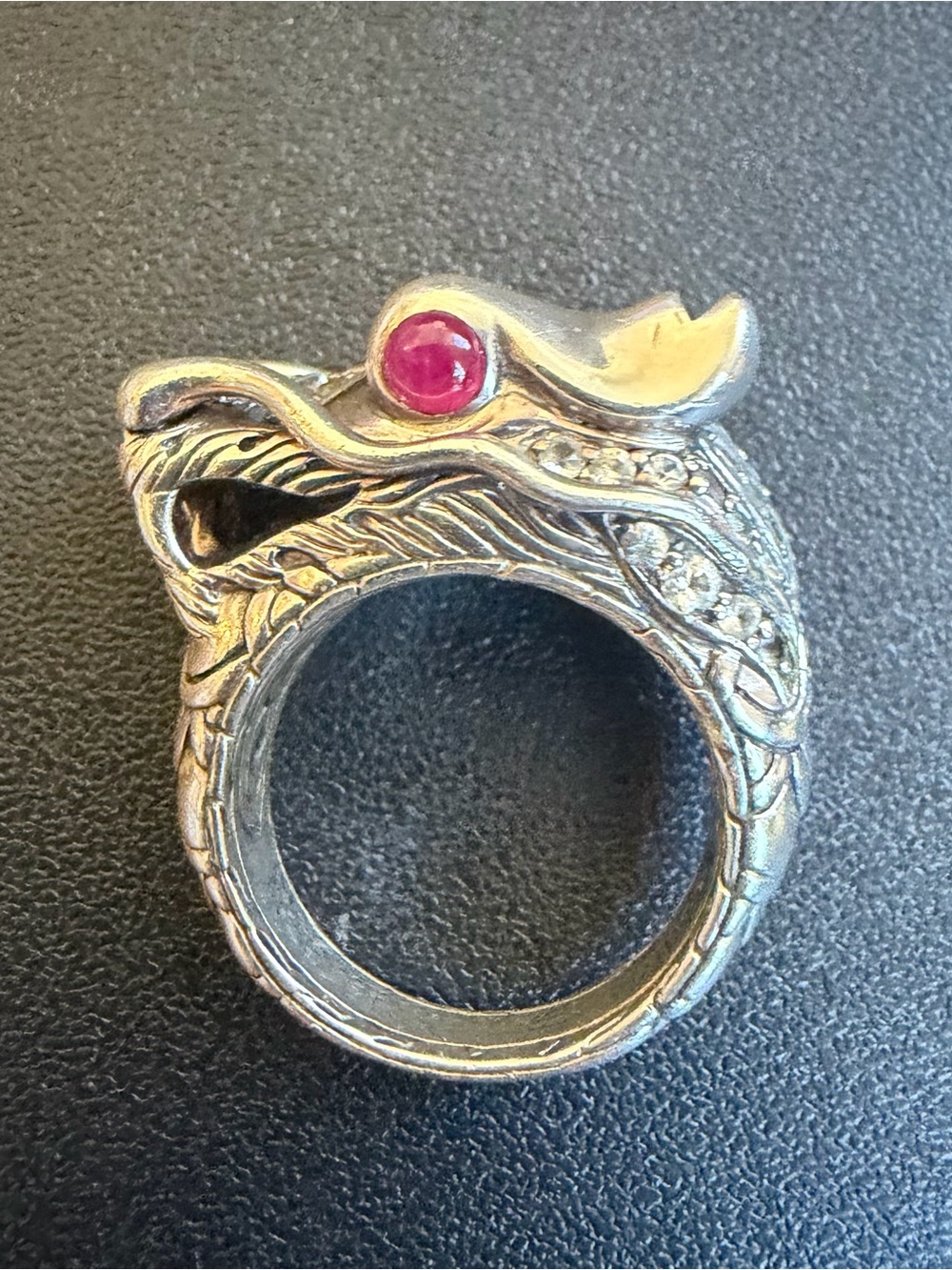 John Hardy ‘Year of the Dragon’ Sterling Silver Dragon Ring w/ ruby & sapphires - Picture 2 of 15